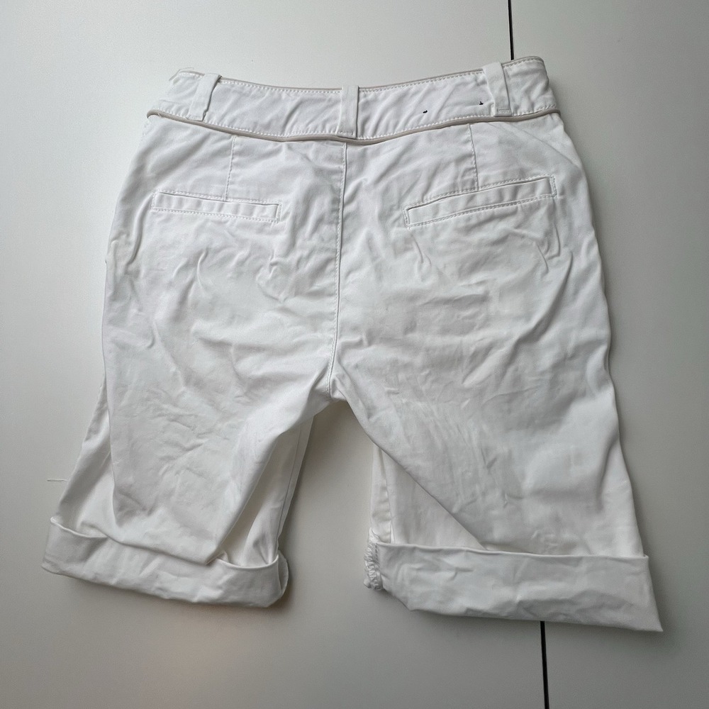 Gap Kids Bermuda Capri Cotton Spandex Roll Cuff Shorts White Beige Girls 12 Slim